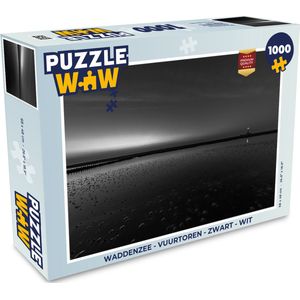Puzzel Waddenzee - Vuurtoren - Zwart - Wit - Legpuzzel - Puzzel 1000 stukjes volwassenen