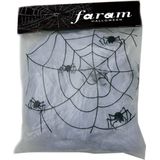 Faram Decoratie spinnenweb/spinrag met spinnen - 50 gram - wit - Halloween/horror thema versiering