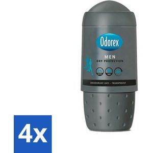 4 x Odorex Deodorant Roller For Men Dry Protection 50 ml - Anti-transpirant - Deodorant - Mannen - Droogte - Zweet