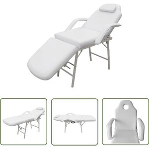 vidaXL Salonmeubilair - Behandelstoelen - Behandelingsstoel voor gezicht 185x78x76 cm kunstleer wit - Pedicure Stoel - Massageruimte - Huidtherapeut