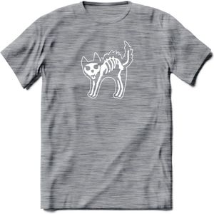 SKKKaleton - Katten T-Shirt Kleding Cadeau | Dames - Heren - Unisex | Kat / Dieren shirt | Grappig Verjaardag kado | Tshirt Met Print | - Donker Grijs - Gemaleerd - 3XL