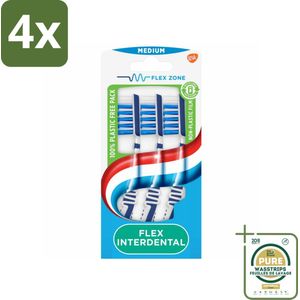 Aquafresh Tandenborstel Flex Interdental Medium 3 stuks per verpakking - Voordeelverpakking - 4 stuks - Interdentale reiniging - Flexibele borstelkop
