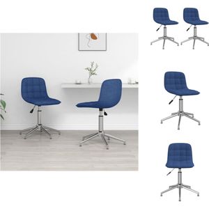 vidaXL draaibare eetkamerstoelen - Stof - Verchroomd staal - Blauw - 42.5 x 45 x (68 - 82.5) cm - Eetkamerstoel