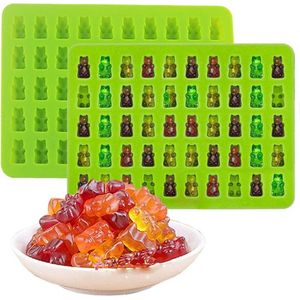 2 STKS 50 Gaten Kleine Beer Chocolade Lade Siliconen Mal Cookie vorm Candy vorm, willekeurige Kleur Levering, maat: 19 * 13.7 * 1 cm