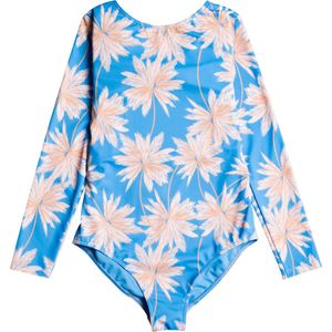 Roxy - Zwempak voor meisjes - Ocean Treasure - Lange mouw - Azure Blue Palm Island - maat 140-152cm