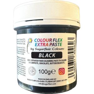 Sugarflair Colourflex Extra Paste Voedingskleurstof - Pasta - Zwart - 100g