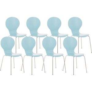 CLP Diego Set van 8 stapelstoelen lichtblauw