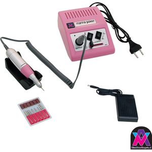 AVN Elektrische nagelvijl Manicure pedicure Tool Machine 6 bits, Professionele Nagelfrees Machine Set 35000 toeren rpm DM868 Roze