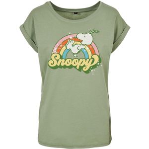 Peanuts Snoopy - Retro Rainbow Dames T-shirt - groen - S