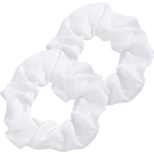 Neon haarelastiekjes set - wit en effen - voor dames en meisjes