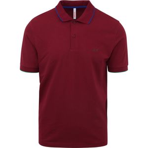 Sun68 - Poloshirt Small Stripe Bordeaux - Modern-fit - Heren Poloshirt Maat S