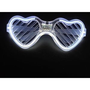 T.O.M. - Lichtgevende Bril -Led bril- Hart - Wit - Partybril- Foute bril- Disco bril - Bril met LED verlichting - Bril met Licht - Feestbril - Party Bril- Carnaval bril- Festival bril led
