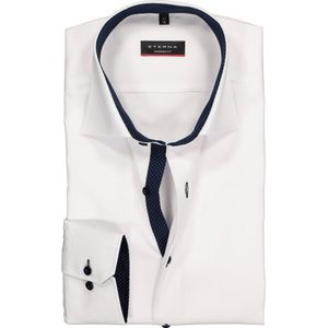 ETERNA modern fit overhemd - fijn Oxford heren overhemd - wit (blauw gestipt contrast) - Strijkvrij - Boordmaat: 40