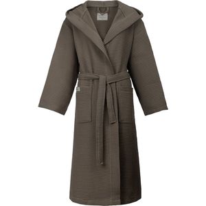 L&G - Unisex Sauna Badjas - 100% Katoen Badjas - M - Kaki - Katoen wafel - Wafel Badjas dames - badjas met capuchon unisex - Badjas dames en heren - M