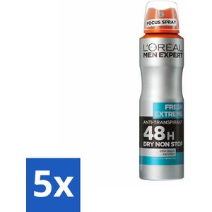 5 x L'Oréal Men Expert Deodorant Spray Fresh Extreme 150 ml - Verkoelend Effect - Mannen - Deodorant Spray