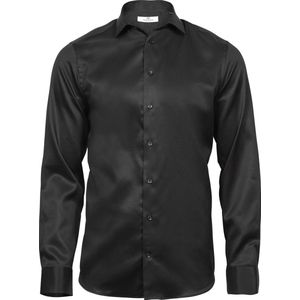 Tee Jays Heren Luxe Slim Fit Lange Mouw Oxford Shirt (Zwart)