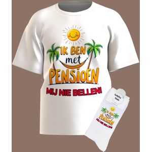 Gift Set - Pensioen - T-shirt - Pensioencadeau - Pensionado - LuckyDaySocks - Uniek cadeau - Afscheidscadeau - Maat M