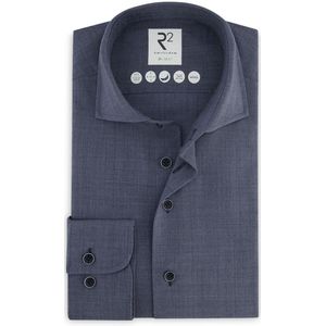 R2 Overhemd Wol Blauw - Maat 38 - Heren - Overhemden Formeel