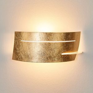Lindby - wandlamp - 1licht - metaal, glas - H: 12 cm - E27 - goud, mat, wit