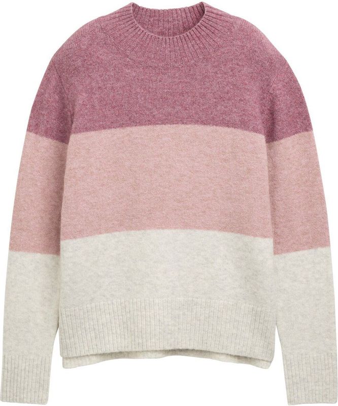 Tom Tailor Denim - Damespullover - Colourblocking - Regular Fit - Hoge Ronde Hals