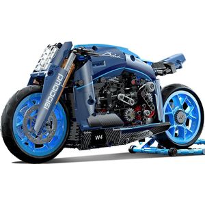 Koopiez Motor - Bouwblokken - Blauw - 986 blokken - Zonder Verpakking - Racemotor