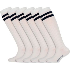 Hoge sportsokken | Kniekousen voor kinderen | Merk: Yellow Moon | Kleur: Wit | Maat: 19 t/m 38 | 6 Paar