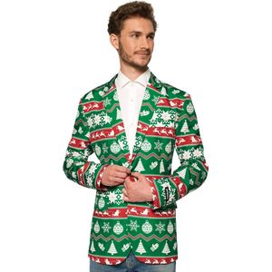 Suitmeister Christmas Green Nordic Jacket - Heren jasje - Groen - Kerstblazer - Maat M