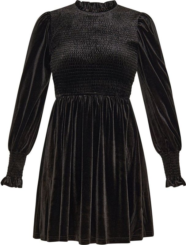 Usha - A-Lijn Jurk - Met Rimpel Kraag - Lange Mouwen - Fashion Look Collectie