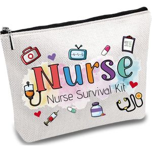 Nurse Practitioner Bag - Nurse Survival Kit Bag - Polycotton Cosmetic Multifunction Makeup Pen Case - Zipper Travel Canvas Pouch voor Vrouwen - Student Practitioner Gift 25.5 x 18.5cm - Zorgaccessoires