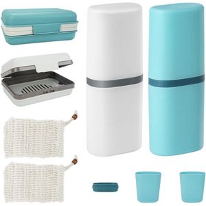 Zeepdoosjes Set voor Reizen en Camping - Biologisch - Draagbaar - Tandpasta en Tandenborstels Reisetui - Thailand Reis-gadgets - 6 Stuks