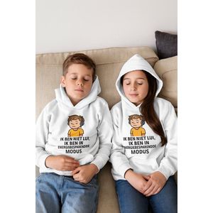 Kinder Hoodie “Ik ben niet lui” – Blauwe – Grappige Unisex Trui voor Jongens & Meisjes - 3-4 Jaar – Comfortabel & Humoristisch Cadeau