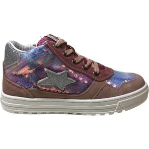 Naturino - Hess High 3 - mt 24 - Veter / rits hoge lederen sneakers - bling bling pailletjes - roze