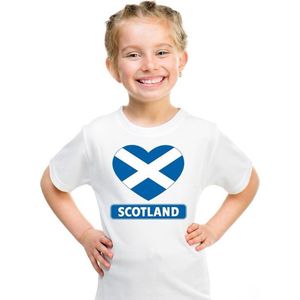 Schotland hart vlag t-shirt wit jongens en meisjes 134/140