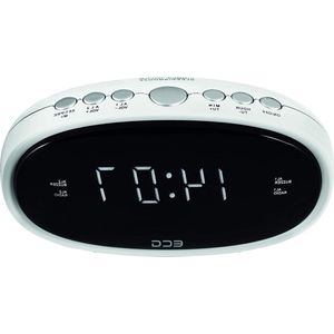 Witte wekkerradio - FM-tuner; 10 voorkeuze; digitale klok/wekker; wekken door radio/wekker; functie uitgeschakelde wektijd; uitschakeltimer, RB 010 1 .