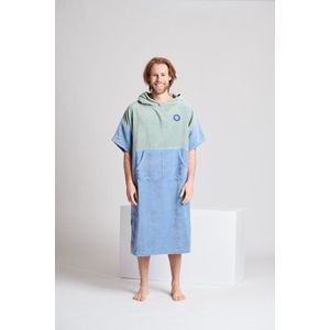 Ponchy -  Verde Oceano - Two Tone Bamboe Surf Poncho - Klein