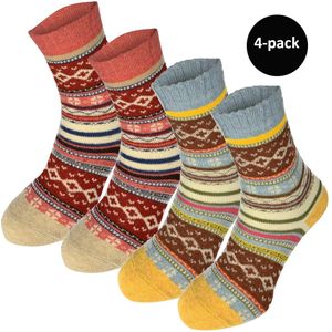 WeirdoSox dames sokken gemaakt met wol - Scandinavische print - 4-pack - Maat 36-41