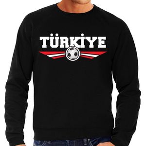 Turkije / Turkiye landen / voetbal sweater met wapen in de kleuren van de Turkse vlag - zwart - heren - Turkije landen trui / kleding - EK / WK / voetbal sweater S