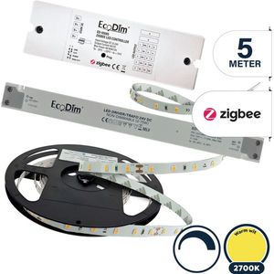 Led strip 5 meter warm wit Zigbee - SMD - 24V - Complete set - Afknipbaar & verlengbaar - met 3M plakstrip - 60 LED/m - IP20 - 70um - R2R