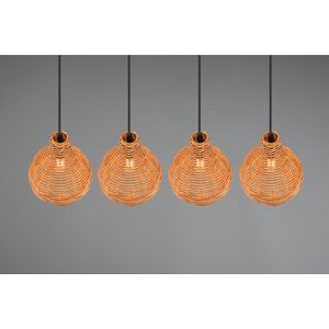 LED Hanglamp - Hangverlichting - Torna Sparko - E14 Fitting - 4-lichts - Rechthoek - Bruin - Hout