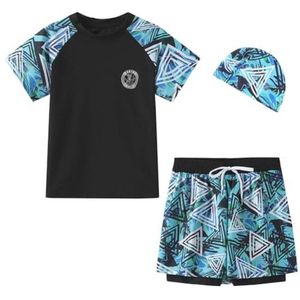 Zwemset voor Kinderen - 3-delig Badmode Set met Zwemshirt, Zwemshorts en Badmuts