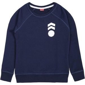 La V jongens sweatshirt met logo op borst bedrukt donkerblauw 104-110