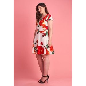 Exclusieve PRACHTIGE jurk met bloemenmotief - wit - maat L (WAIST 100CM)