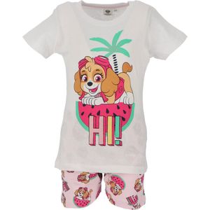 Paw Patrol Pyjama - Shortama - Maat 98/104 - Katoen - Wit/Roze - Meisjes