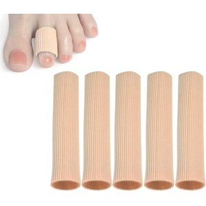 Set van 5 rekbare teenslangen van stof die op maat gesneden kunnen worden voor drukpunten bescherming en het verwijderen van likdoorns en eelt