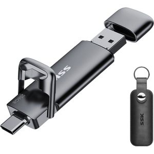 SSK USB Stick 256 GB - USB C en USB A 3.0/3.2 Gen 1 - 4400 mbps (550 mb/s) Download & Leessnelheid - Geschikt voor iPhone 15 (Pro), Android, Macbook of Windows Laptops