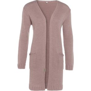 Knit Factory Ruby Gebreid Vest Oud Roze - Gebreide dames cardigan - Middellang vest reikend tot boven de knie - Roze damesvest gemaakt uit 10% wol, 5% Alpaca, 10% viscose en 75% acryl - 40/42 - Met steekzakken