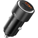 Toocki Autolader 95W 'Super Fast Charging' - USB-C PD & USB-A 3.0 Poort - 95Watt Snellader - voor 12V Sigarettenaansteker - Tot 12 Keer Sneller - voor alle Auto's - LED indicator - voor alle Smartphones, Tablets en Laptops geschikt - ZWART