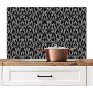Spatscherm keuken 100x65 cm - Kookplaat achterwand Regenboog - Zwart - Wit - Design - Muurbeschermer - Spatwand fornuis - Hoogwaardig aluminium