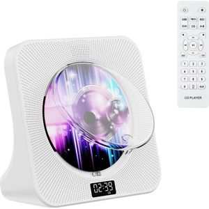Desktop CD Speler met Bluetooth - Draagbare CD Speler met Speakers voor Thuis - CD Speler met AUX, USB, Hoofdtelefoon Jack, FM Radio, Afstandsbediening, LCD Scherm, Stofbescherming - Muziekspeler voor Thuis