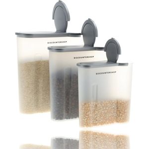 Voorraadpotten 3-Delig - Strooibus Wit Luchtdicht -Strooi Granen- Pot Vershouddoos - voorraadkast -4L -2.4L- 1.3L